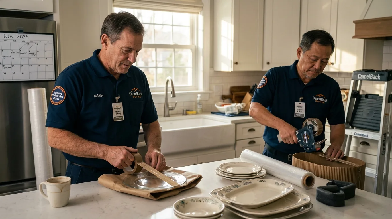 Professional crew packing kitchen dishware in Wellington, CO